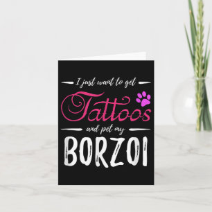 Borzoi Dog Lover Tattoo Funny Dog Mum Gift Idea Card