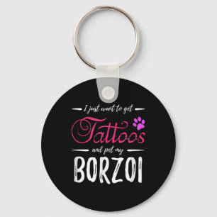 Borzoi Dog Lover Tattoo Funny Dog Mum Gift Idea Key Ring
