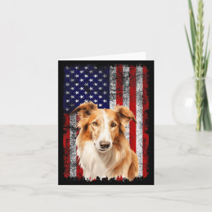 Borzoi Dog Lover US Flag 4th of July Patriotic Card