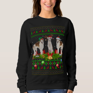 Borzoi Dog Lover Xmas Lighting Santa Ugly Borzoi C Sweatshirt