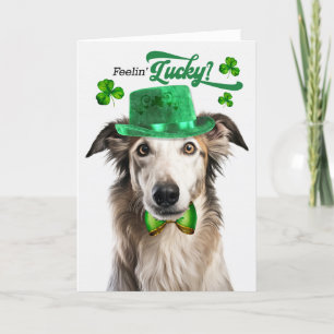 Borzoi Dog Lucky St Patrick's Day Holiday Card