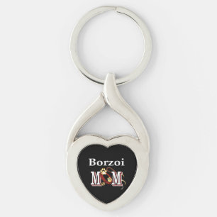 Borzoi Dog MOM Key Ring