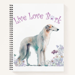 Borzoi Dog Mum Floral Notebook