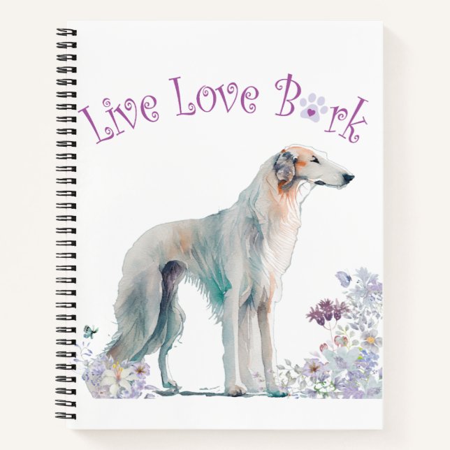 Borzoi Dog Mum Floral Notebook (Front)