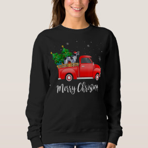 Borzoi Dog Riding Red Truck Christmas Sweatshirt