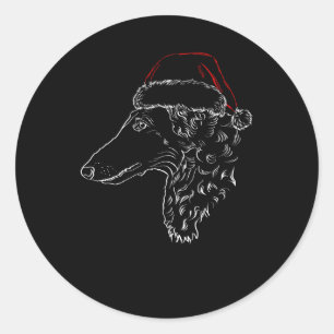 Borzoi Dog wit Santa Hat Classic Round Sticker