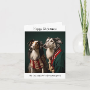 Borzoi Dogs Christmas Card