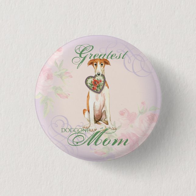 Borzoi Heart Mum 3 Cm Round Badge (Front)