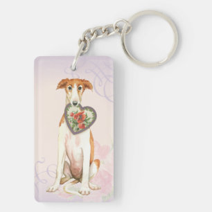 Borzoi Heart Mum Key Ring