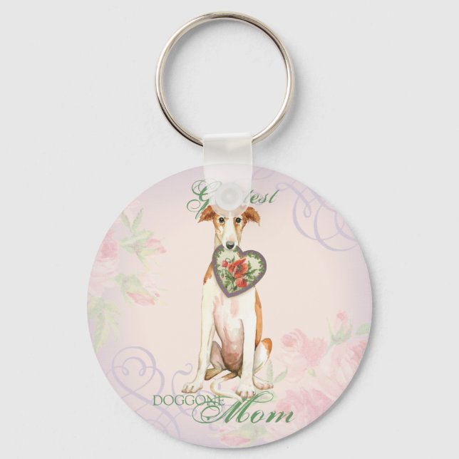 Borzoi Heart Mum Key Ring (Front)