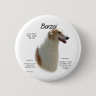 Borzoi History Design 6 Cm Round Badge