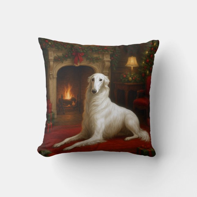 Borzoi Holiday  Cushion (Front)