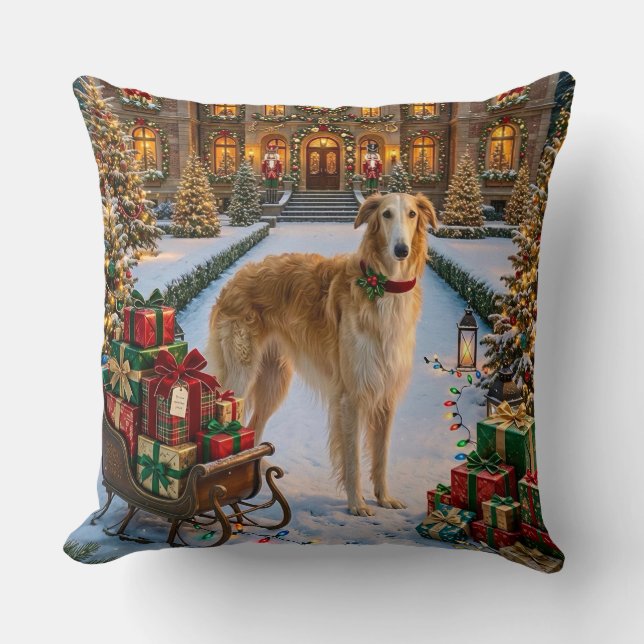 Borzoi Holiday  Cushion (Front)