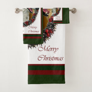 Borzoi Lovers Christmas Bath Towel Set