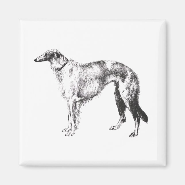 Borzoi Martynow Etching Magnet (Front)