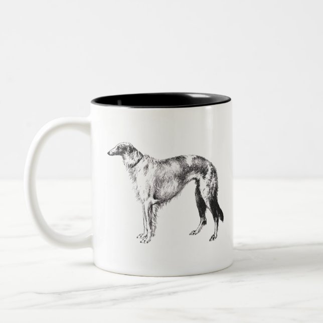 Borzoi Martynow Etching Two-Tone Coffee Mug (Left)