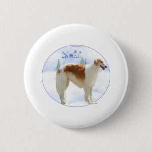 Borzoi Noel 6 Cm Round Badge