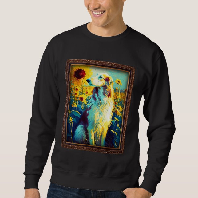 Borzoi Painting Sunflower Flower Mom Women Floral  Sweatshirt (Front)