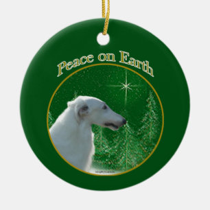 Borzoi Peace Ceramic Ornament
