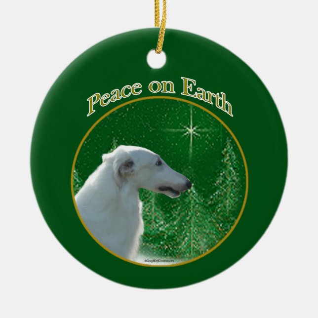 Borzoi Peace Ceramic Ornament (Front)