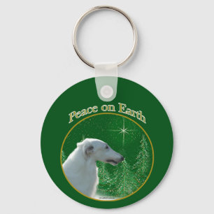 Borzoi Peace Key Ring