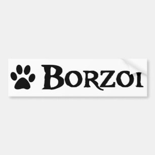 Borzoi (pirate style w/ pawprint) bumper sticker