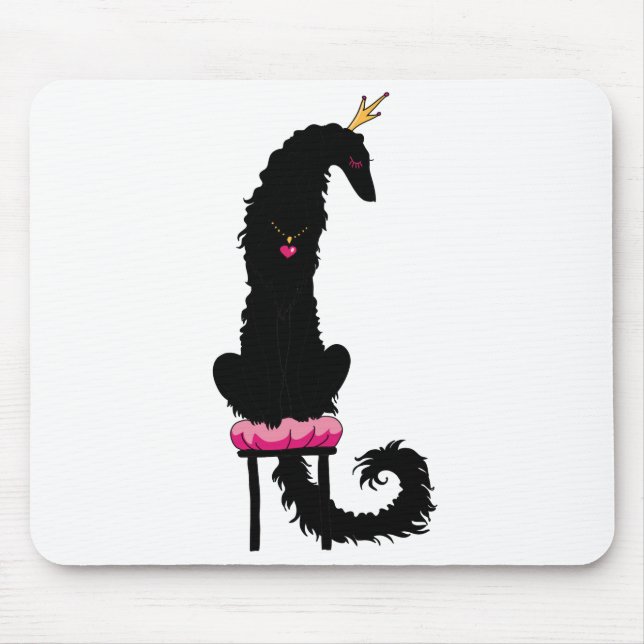 Borzoi Princess Black Mouse Pad (Front)