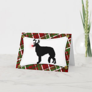 Borzoi Reindeer Christmas Card