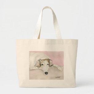 Borzoi Russian Wolfhound Dog Art Canvas Tote Bag