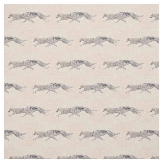 Borzoi Russian Wolfhound Dog Art Fabric (Swatch)