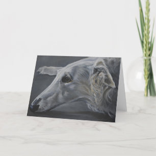 Borzoi Russian Wolfhound Dog Art Greeting Card