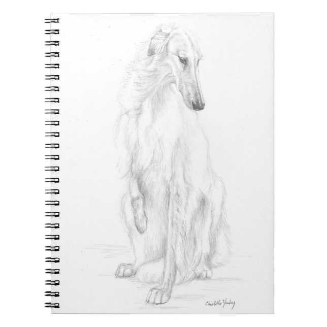 Borzoi Russian Wolfhound Dog Art Notebook (Front)
