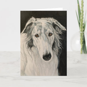 Borzoi Russian Wolfhound Dog Art Portrait Card