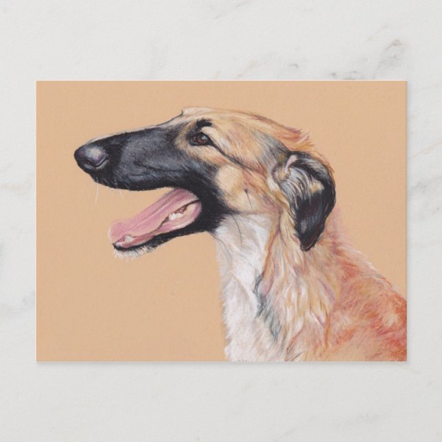 Borzoi Russian Wolfhound Dog Art Postcard (Front)