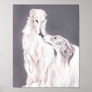 Borzoi Russian Wolfhound Dog Art Poster