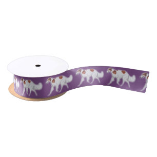 Borzoi Russian Wolfhound Trotting Dog Art Ribbon Satin Ribbon