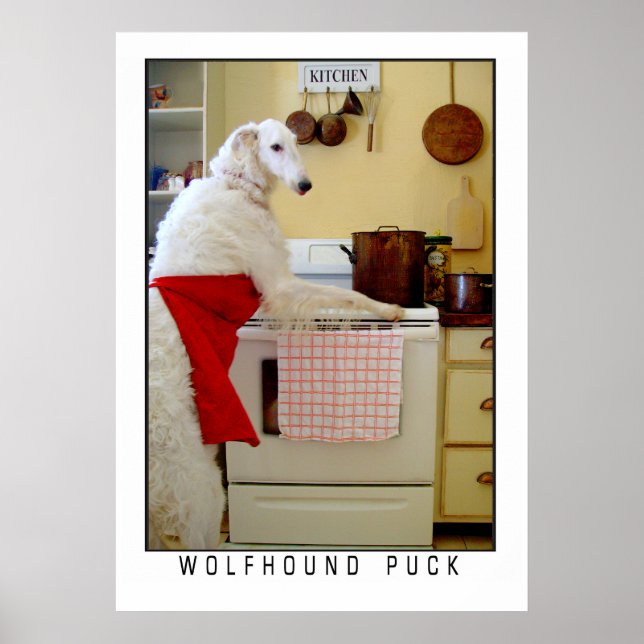 Borzoi Russian Wolfhound "Wolfhound Puck" Dog Poster (Front)