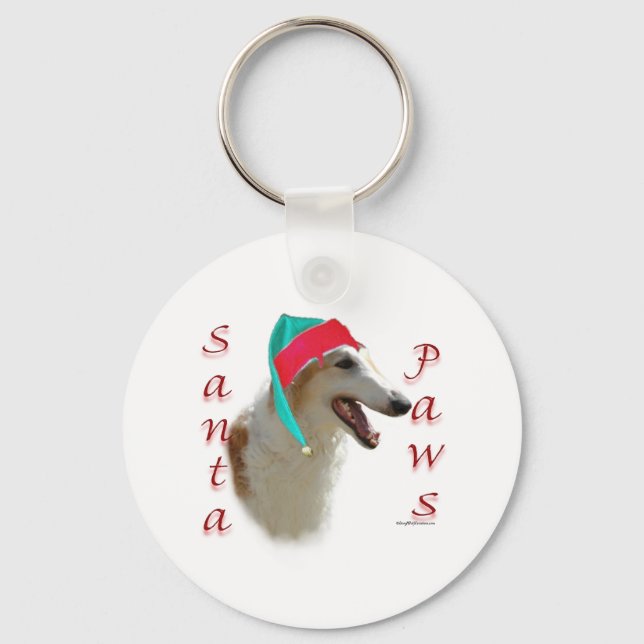 Borzoi Santa Paws Key Ring (Front)