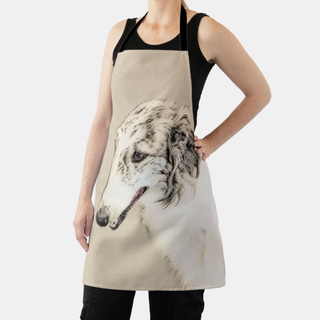 Borzoi (Silver Brindle) Painting Original Dog Art Apron (Insitu)