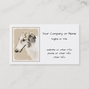 Borzoi (Silver Brindle) Painting Original Dog Art Business Card