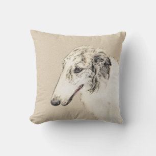 Borzoi (Silver Brindle) Painting Original Dog Art Cushion