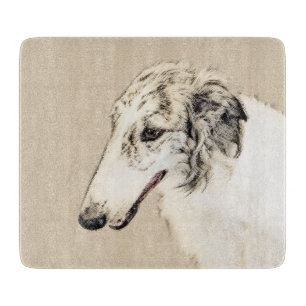 Borzoi (Silver Brindle) Painting Original Dog Art Cutting Board