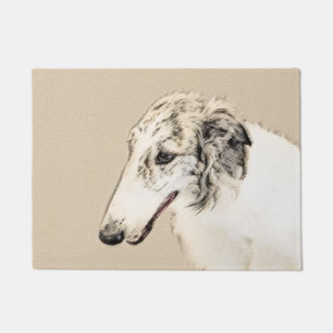 Borzoi (Silver Brindle) Painting Original Dog Art Doormat