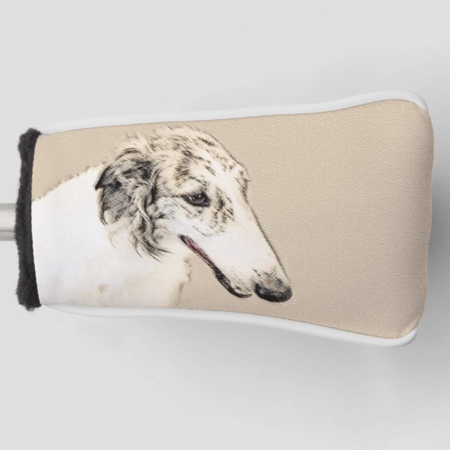 Borzoi (Silver Brindle) Painting Original Dog Art Golf Head Cover (Front)