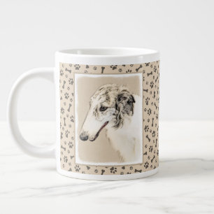 Borzoi (Silver Brindle) Painting Original Dog Art Large Coffee Mug