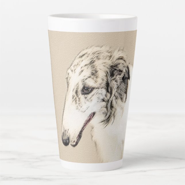 Borzoi (Silver Brindle) Painting Original Dog Art Latte Mug (Front)