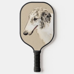 Borzoi (Silver Brindle) Painting Original Dog Art  Pickleball Paddle