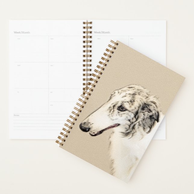 Borzoi (Silver Brindle) Painting Original Dog Art Planner (Display)