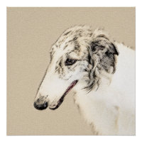 Borzoi (Silver Brindle) Painting Original Dog Art