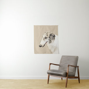 Borzoi (Silver Brindle) Painting Original Dog Art Tapestry